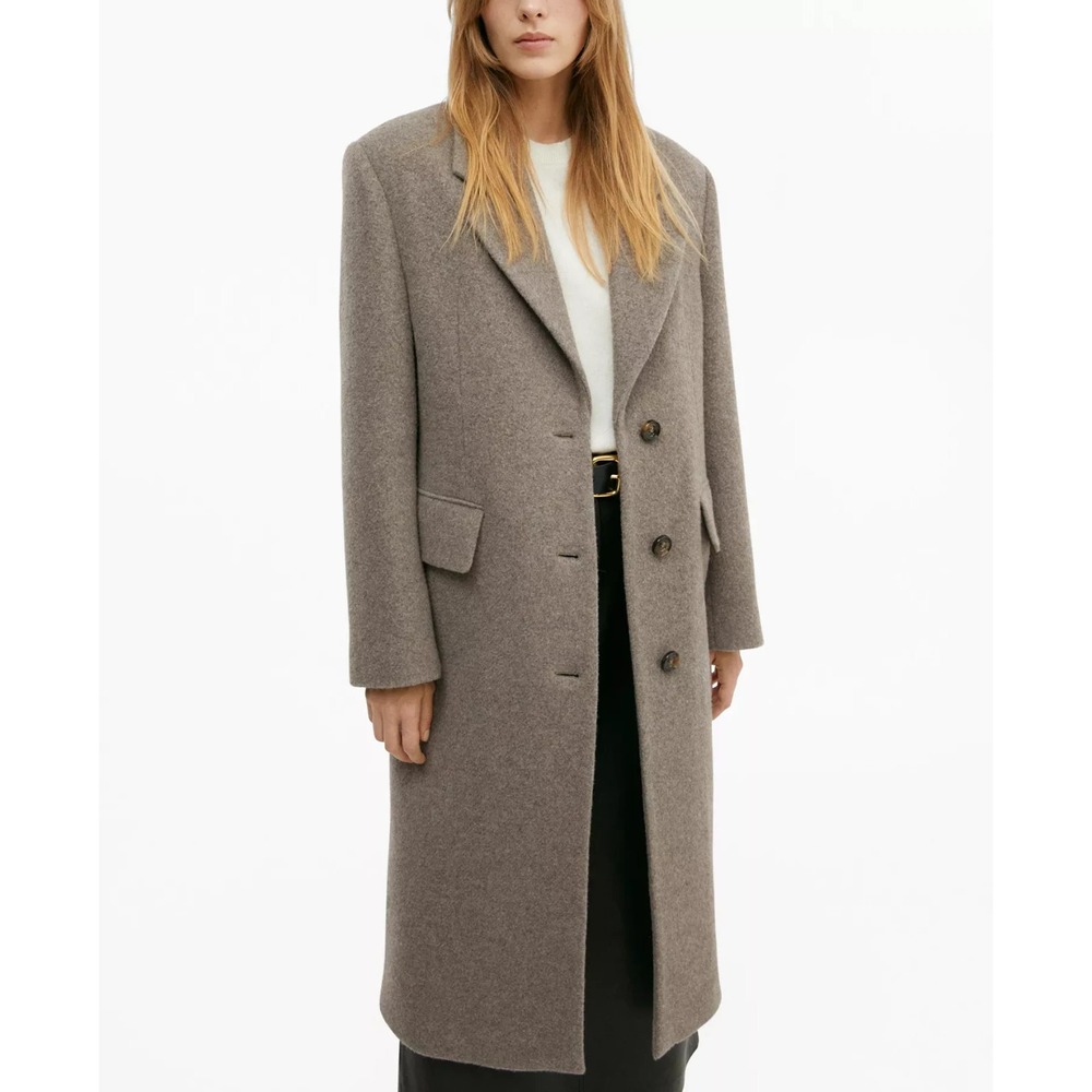 MANGO MNG Women's Wool Overcoat Medium Brown Size XS NEW - Picture 1 of 8